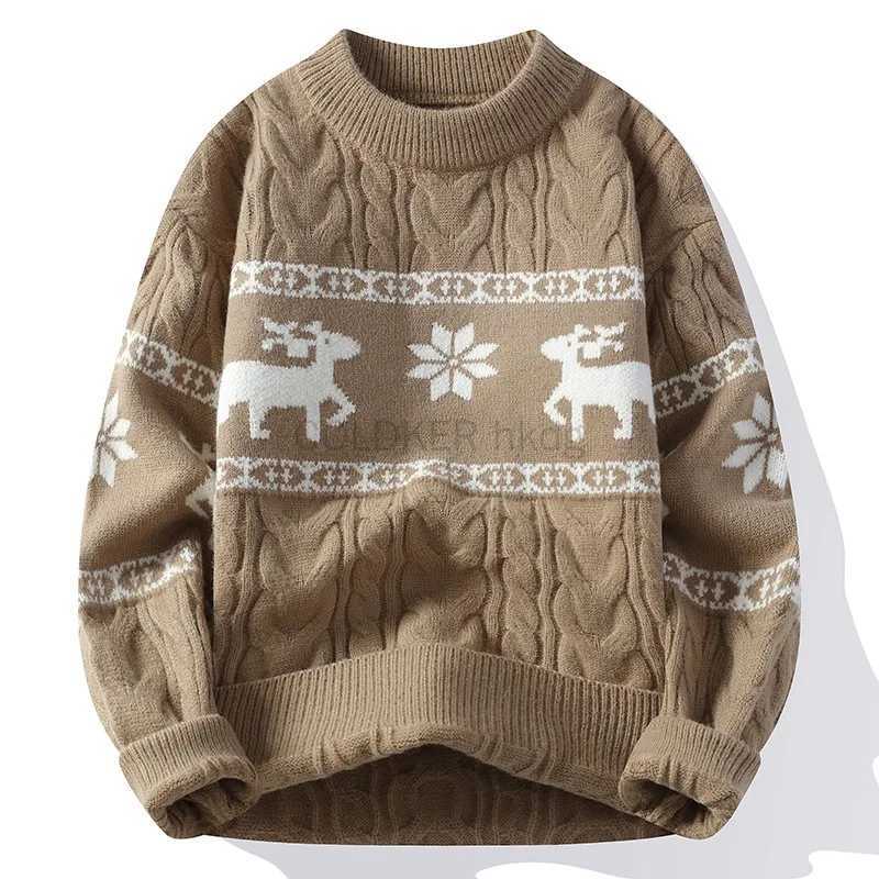 Family Christmas Sweater Reindeer Pattern Long Sleeve Crew Neck Xmas Holiday Pullover Knitwear Korean Sweater Man Jumper Pullove J251015