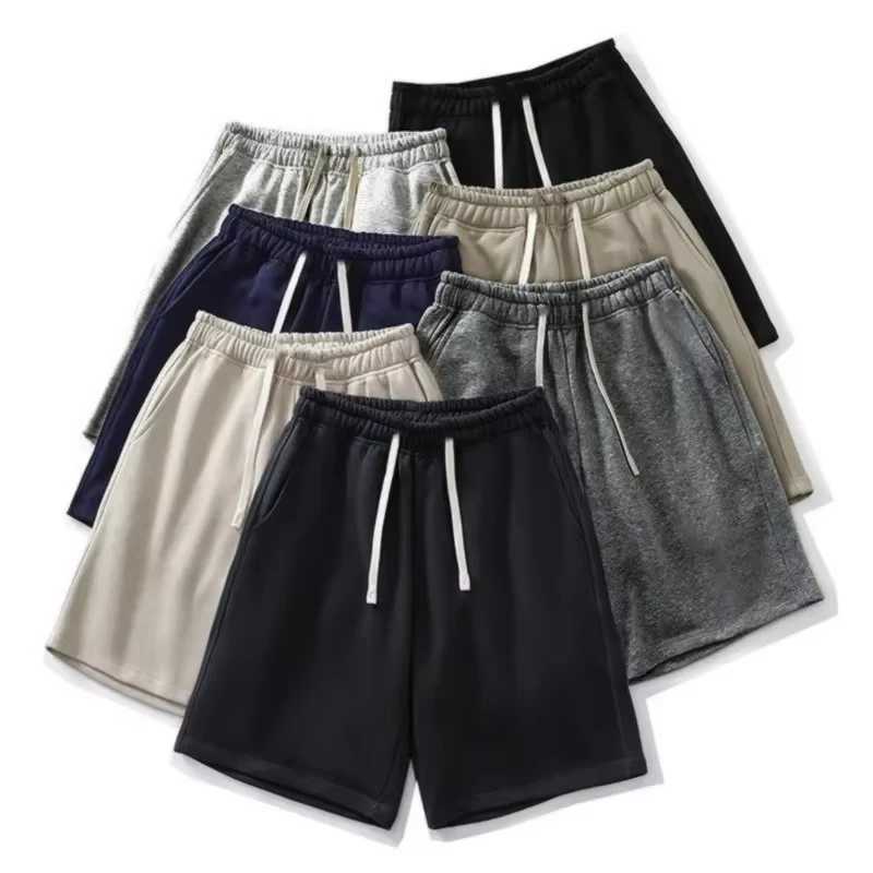 Mens Sports Shorts Four Seasons Fitness Loose Pure Black Knitted Cotton Casual Shorts Streetwear gym shortsT251015