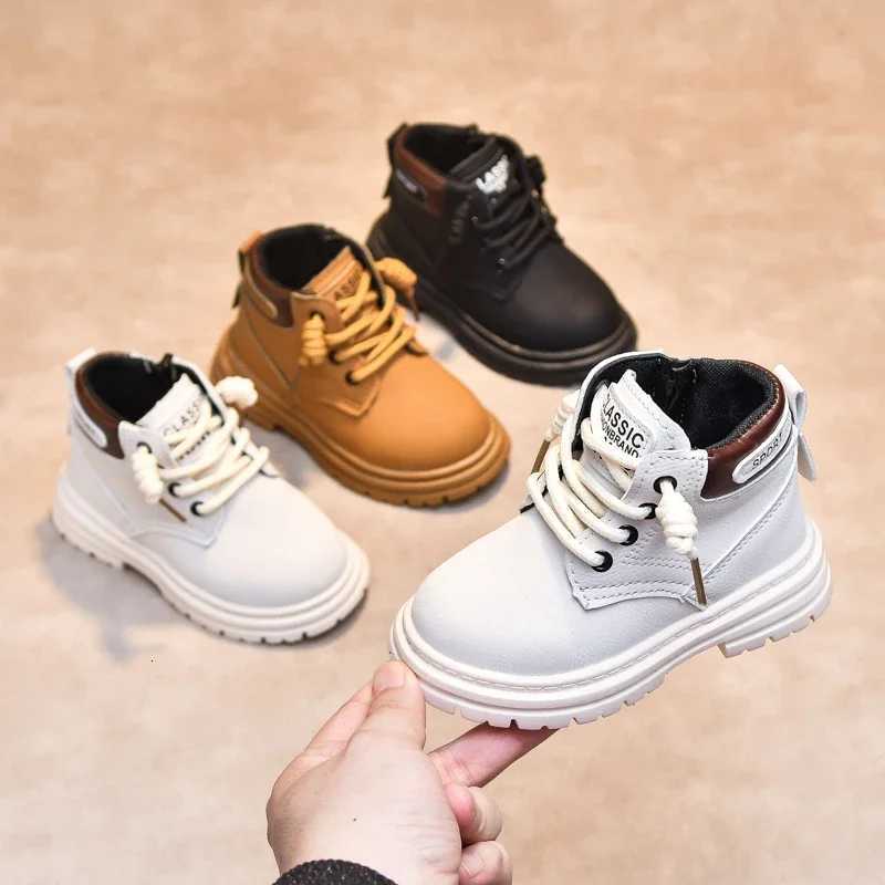 Kids Ankle Boots Side Zipper Round Toes Children Short Boots Waterproof 2025 New Fashion Boys Girls Leather Boots Pu Soft BottomT251015