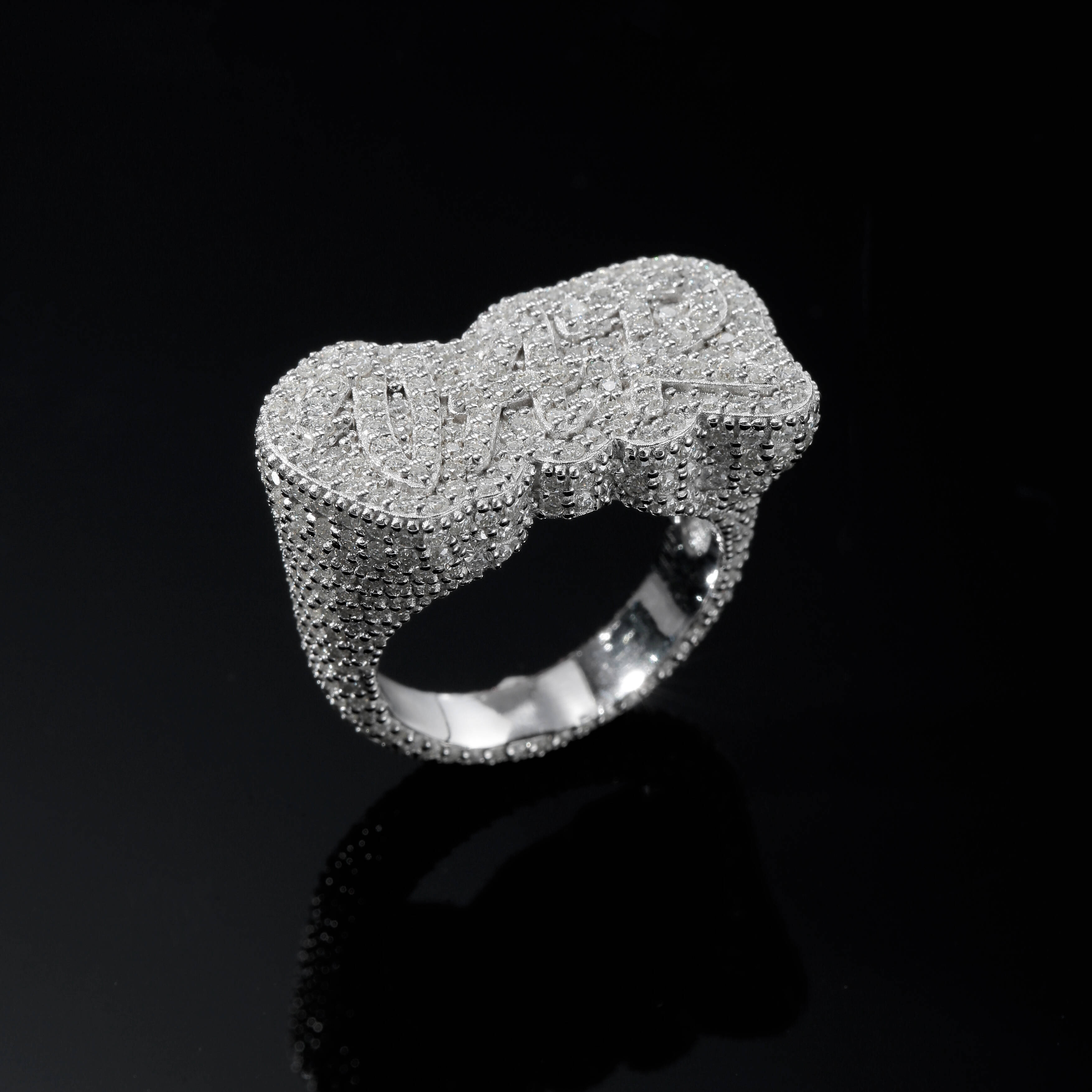 Sparkle Custom Made Bling Sterling Silver D Vvs Moissanite Diamonds Iced Out Initial Letter Hip Hop Finger Champion Stamp Ring