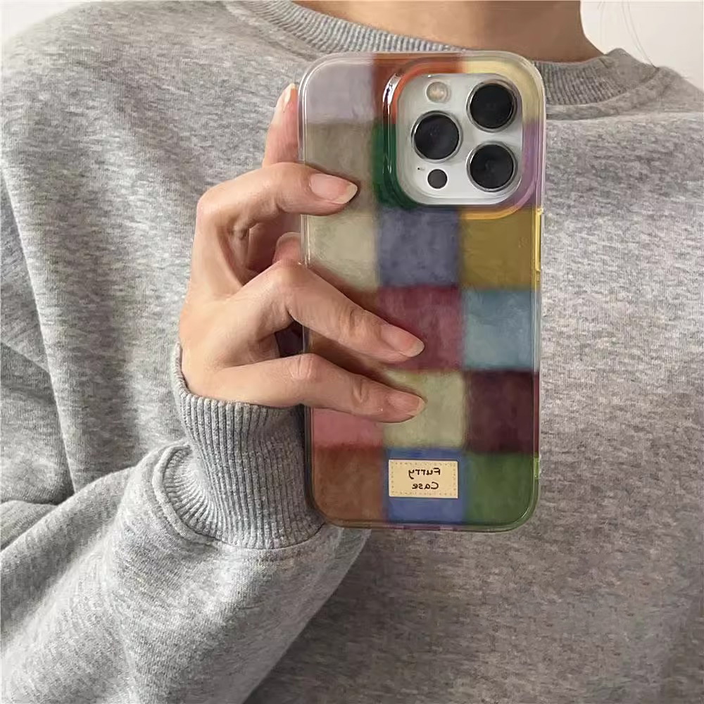 Suitable for iPhone 16 Pro Max Phone Case High-End Feel 15/14 New Model 17 AIR Colorful Small Square Label 13