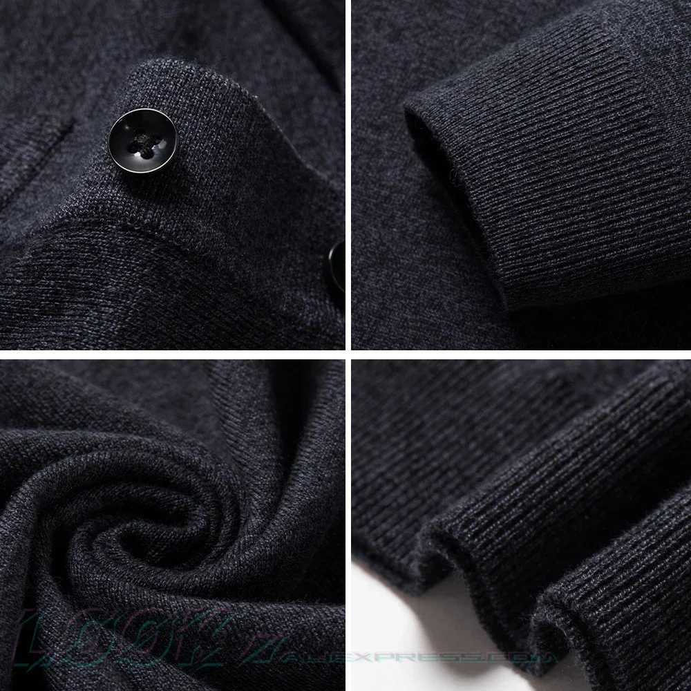 Mens Autumn LongSleeved Wool Blend Solid Color Polo Pullover Sweater with Lapel Casual Bottoming Sweater Sizes M4XL J251015