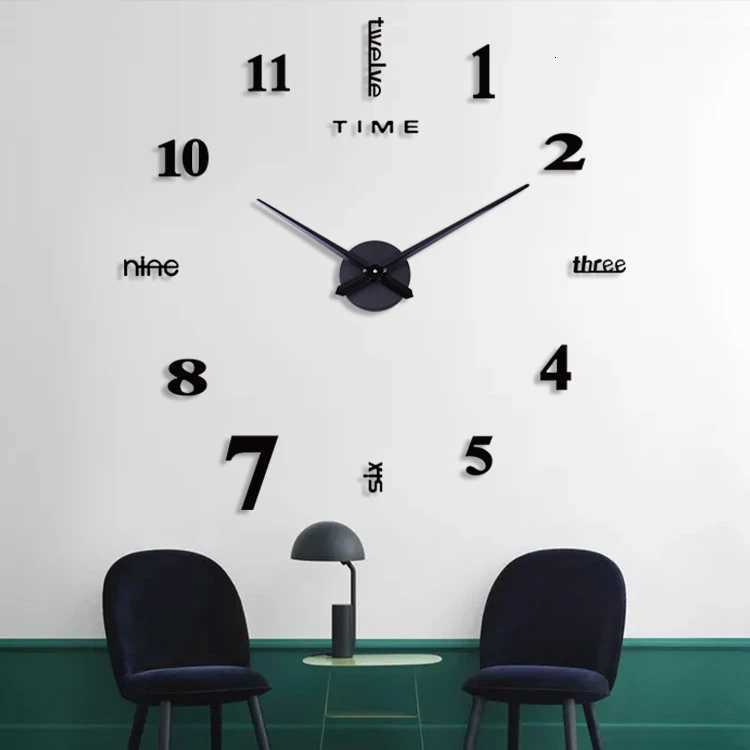 NEW Modern Design Large Wall Clock 3D DIY Quartz Clocks Fashion Watches Acrylic Mirror Stickers Living Room Home Decor Horloge C251015