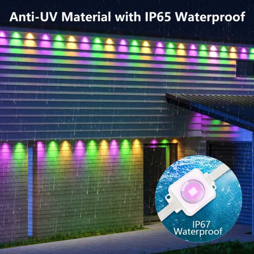 300ft 180LEDS Permanent Outdoor Lights Smart Eave Lights App Remote IP67 Waterproof RGBIC LED Strip Lights for House Roof Decor X251015