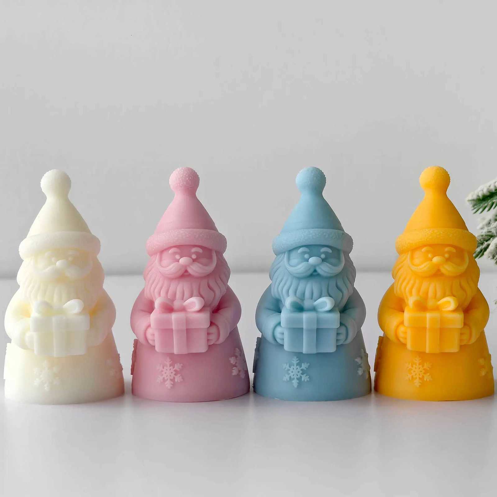 DIY Christmas Candle Silicone Mold Snowflake Santa Claus Aroma Candle Plaster Resin Decoration Mould Candle Making Supplies C251015