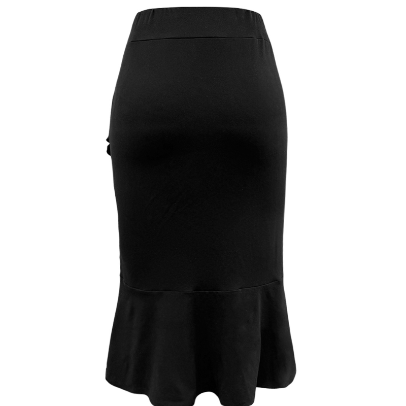 Elegant Womens Mid-Length Solid Color Skirt for Fall/Winter -CF51024