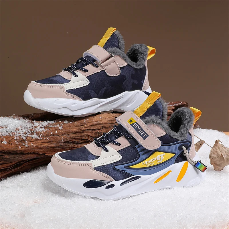 Winter Children Fashion Platform Kids Boys Cotton Sneaker Warm Plush Casual Sports Tennis Shoes 251015 XJ260303