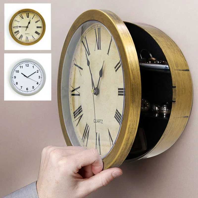 Vintage Wall Clock Home Decoration Safe Box Hidden Secret Storage Box Wall Clock Safe Money Jewelry Valuables Storage Box C251015