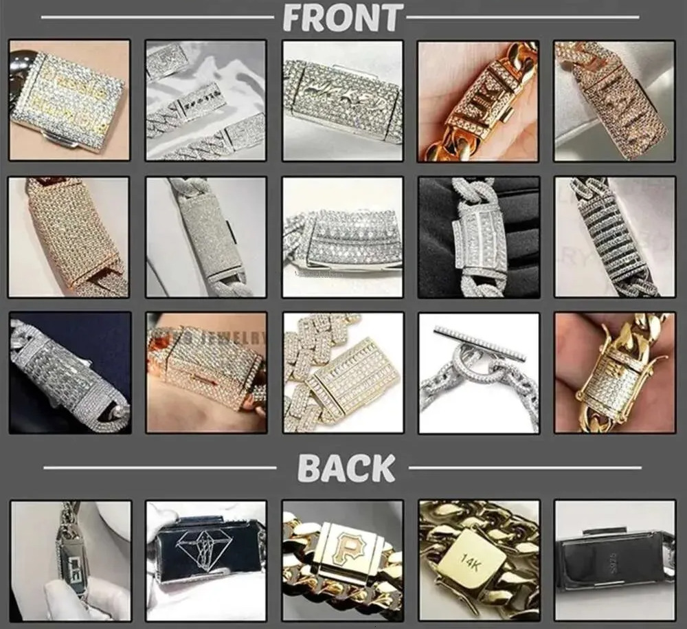 Hip Hop Rapper Mossanite Necklace Jewelry Vvs Sterg Sier 20mm Black Dia Moissanite Cuban k Chain