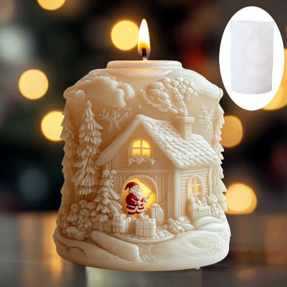 Magic House Christmas Santa Scented Candle Silicone Mold Magic House Forest Christmas Santa Gift Candle Mold Resin Gypsum Molds C251015