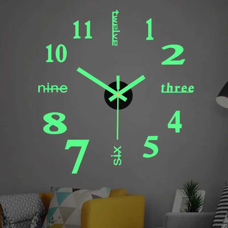 NEW Modern Design Large Wall Clock 3D DIY Quartz Clocks Fashion Watches Acrylic Mirror Stickers Living Room Home Decor Horloge C251015