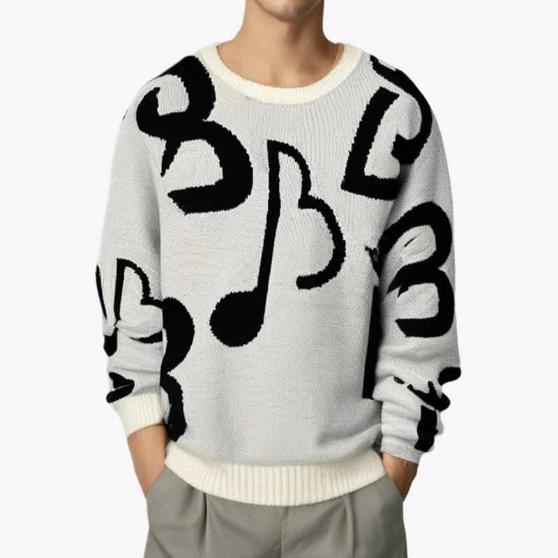 2025 Spring Fashion Mens Sweaters Casual Long Sleeve O Neck Knitting Pullover Tops For Men Trendy Pattern Crochet Knit Sweater J251015