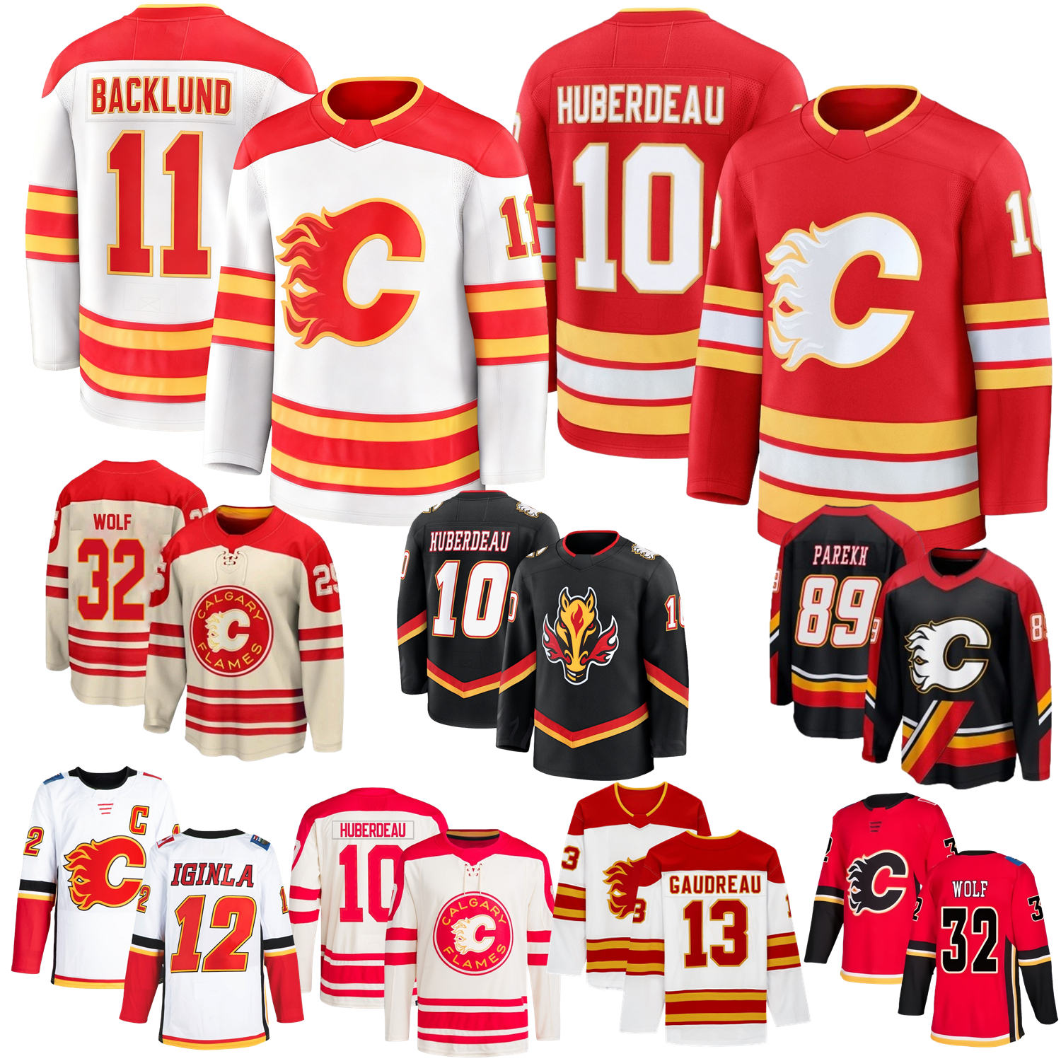 Calgary Hockey Jersey Jonathan Huberdeau Flamess Dustin Wolf Parekh Nazem Kadri Mikael Backlund Johnny Gaudreau Weegar Coronato Farabee Frost Zary Iginla Bean
