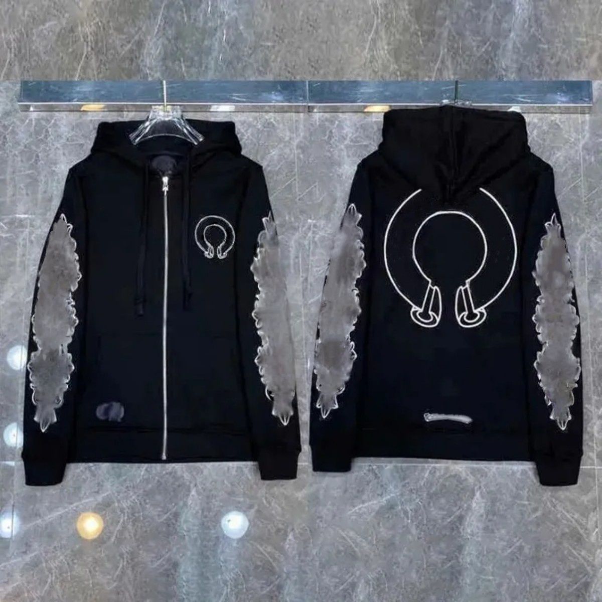 2025 Chrome Mens Hoodies Designer Hoodie Sweatshirts Pullover Cardigan Long Sleeve Sanskrit Printed Hooded Womens Casual Zip Up Jackets zip up spider hoodie s-xl