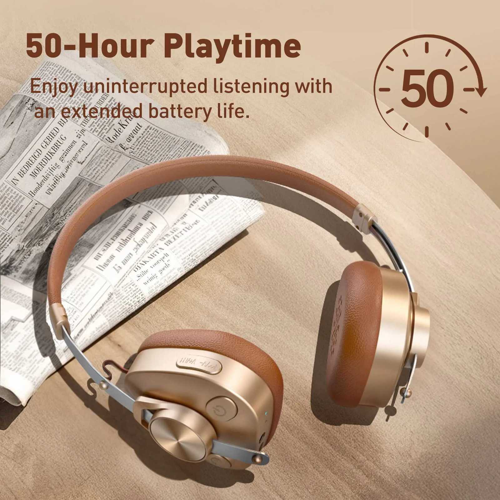 Retro Wireless Headphones HiRes Audio On Ear 54 Headset With Microphone Metal HiFi Headphones Z251015