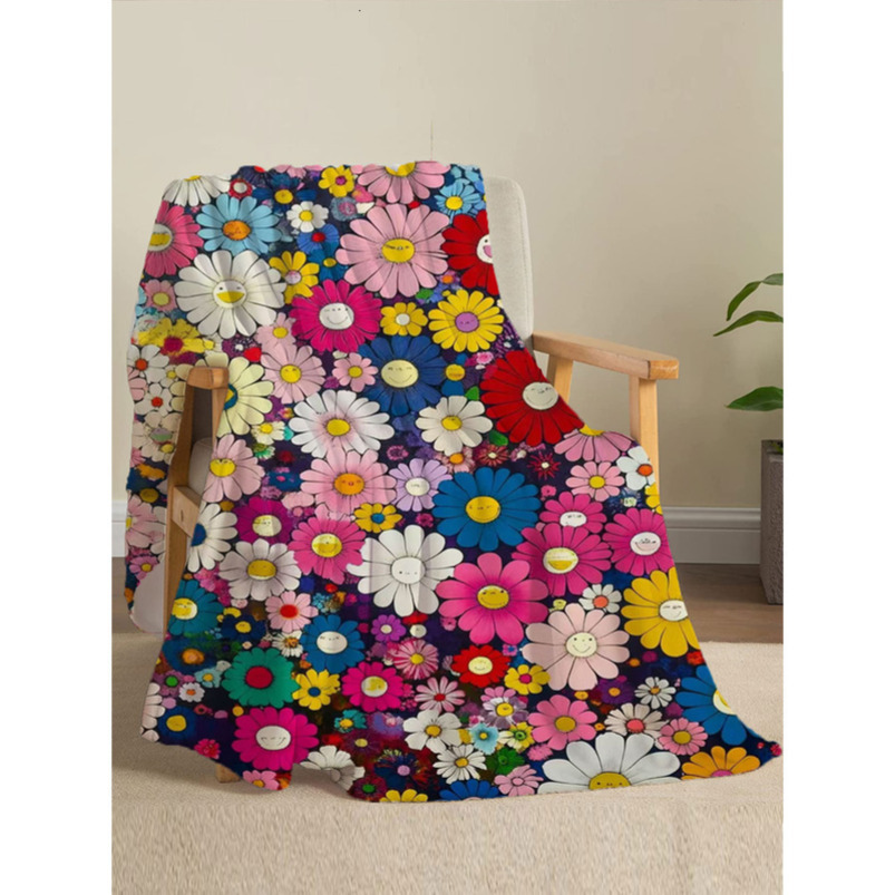Small flower blanket special nap blanket nap new cheap machine washable fashion trend personality cover blanket printing
