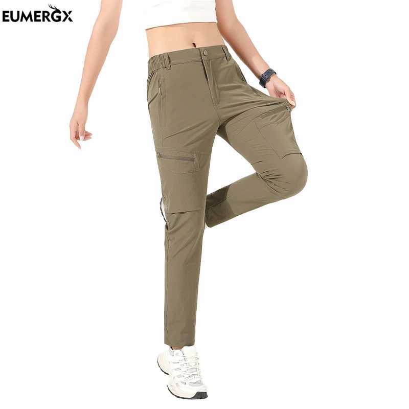 EUMERGX Womens Summer Hiking Pants QuickDry Waterproof Cargo Pants Outdoor Stretch Mountain Trousers For Camping Climbing J251016