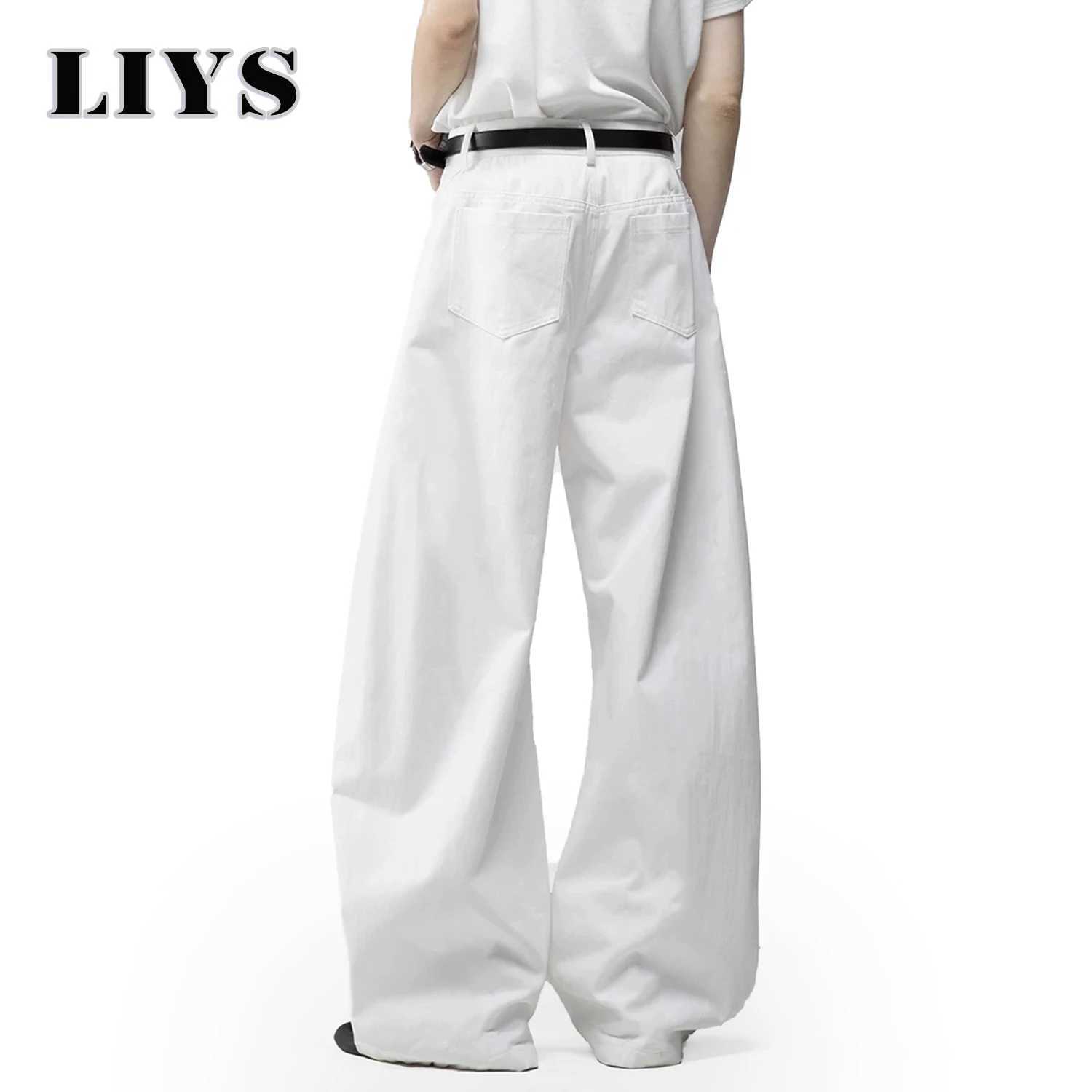 Mens White Baggy Machete WideLeg Jeans Daily Casual Denim Pants Solid Business Ladies Balloon Pants High Street Mens Clothes J251016