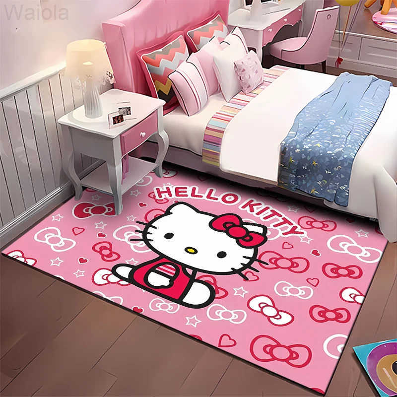Sanrio Hello Kitty Cartoon Pattern Living Room Bedroom Carpet Bedside Floor Mat 15 Size Kids Room Cloakroom Play Mat Area Rug L251016