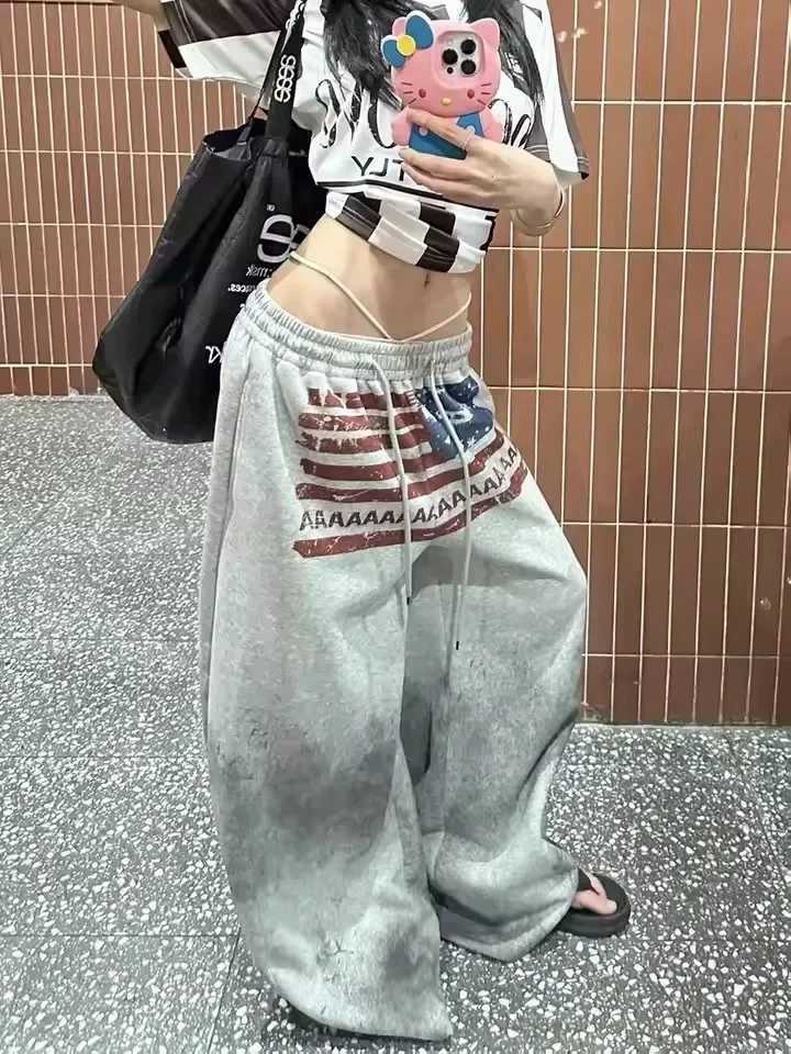 Autumn and Winter Patten Printed Pants Y2K Vintage Baggy Streetwear Straight Sportpant High Waist Casual Jogging Sweatpants J251203