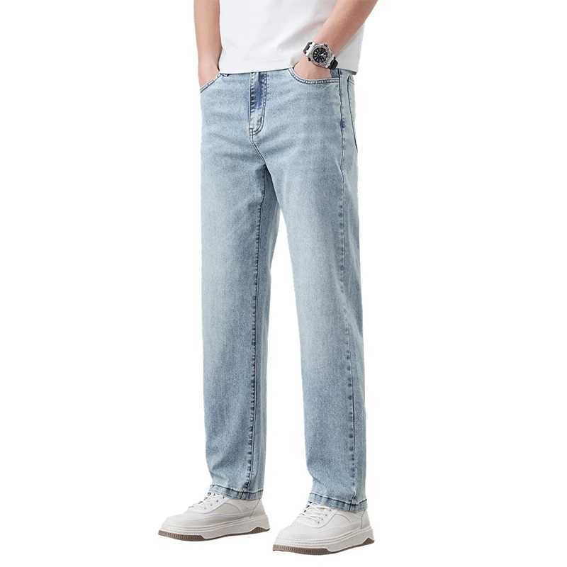 Summer lyocell thin jeans mens 25 years highend light business washed retro straight trousers J251016