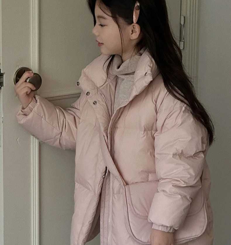 2025 Winter New Girls Boys Down Coats Korean Fashion Casual Daily Solid Color Thicken Warm Padded ParkasT251016
