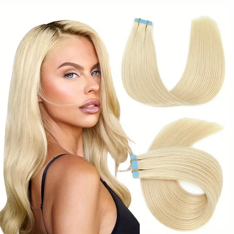 Natural Human Hair Extensions 20Pcs Each Pack Tape In Hair Extensions 12-24 Inch Lightweight and Reusable Hair Pieces Comfortable Hair Wefts