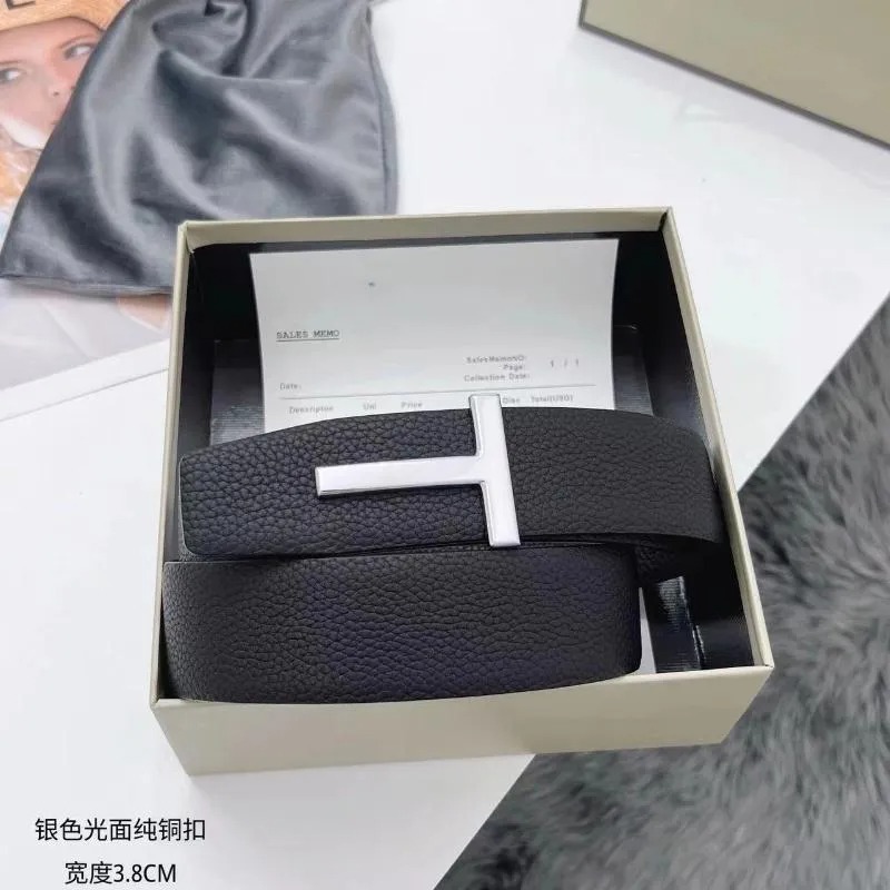 Luxury Designer AAA Men Belts High Quality Ford Belts Fashion T Letter Genuine Leather Belt Jeans Formal Cowskin Black Waist Strap 3.8CM Tom Waistband With Box