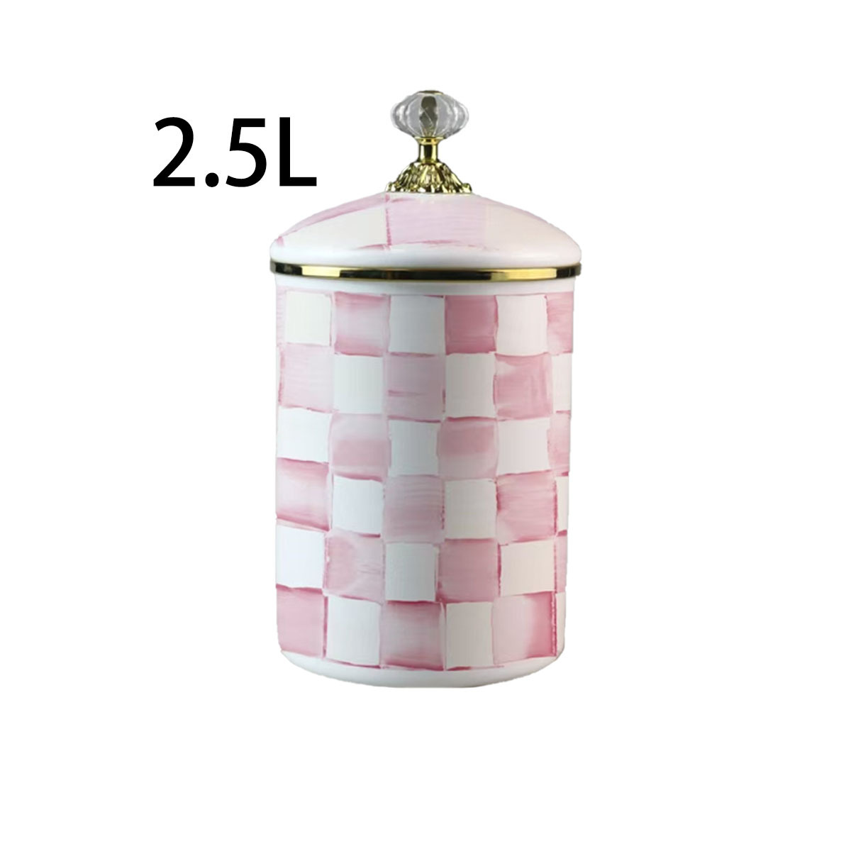 Plates XMSJ-Enamel Butter Box Cute Lidded Enamel Dish Black-and-White Courtly Check