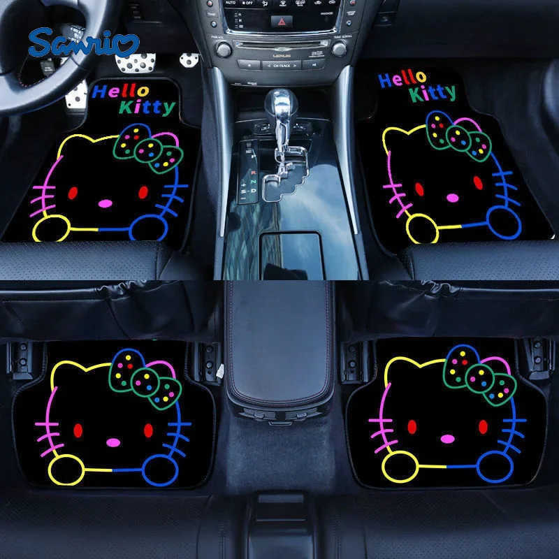 Sanrio 2pcs Kawaii Hello Kitty Car Floor Mats Kuromi Cinnamoroll Anime Cartoon Sweet Fashion Exquisite Universal Decoration Mats L251016