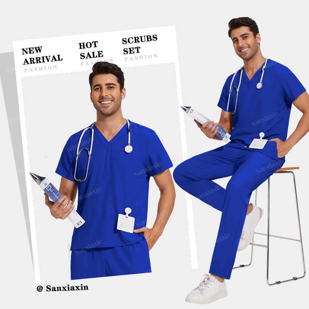 Black Workwear SPA Beauty Clothes Medical Uniforms Woman Men Dentist Veterinary Clinic Work Clothes Surgical Uniforms Scrubs Set X2510161