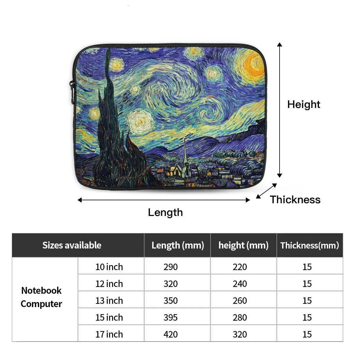Shockproof Case 12 13 15 17 Inch Van Gogh Laptop Liner Sleeve Notebook Bag CaseW251015