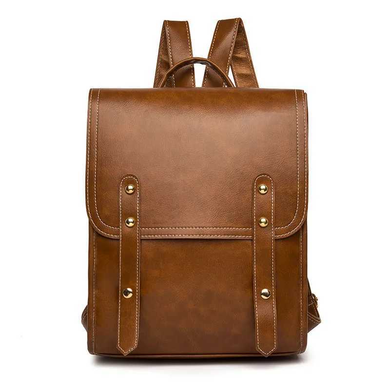PU Leather Woman Backpack High Quality Female Rucksack Vintage Double Shoulder Bag Large Capacity School Bag Backpacks MochilaT251016