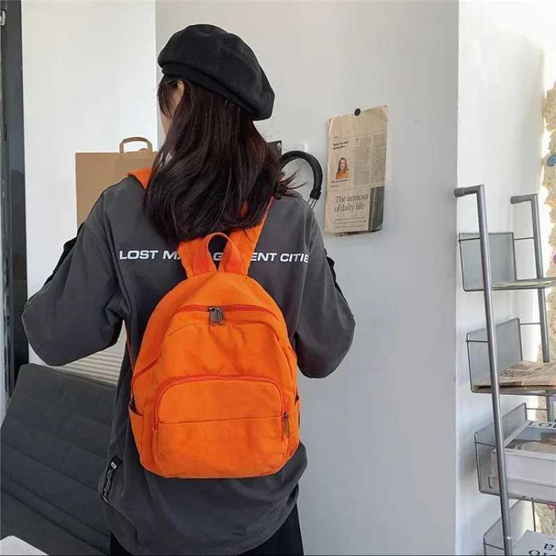 Canvas Women Small Backpack Vintage Feminina School Mini Backpack Women Bagpack Zipper Female Solid Girl MochilasT251016