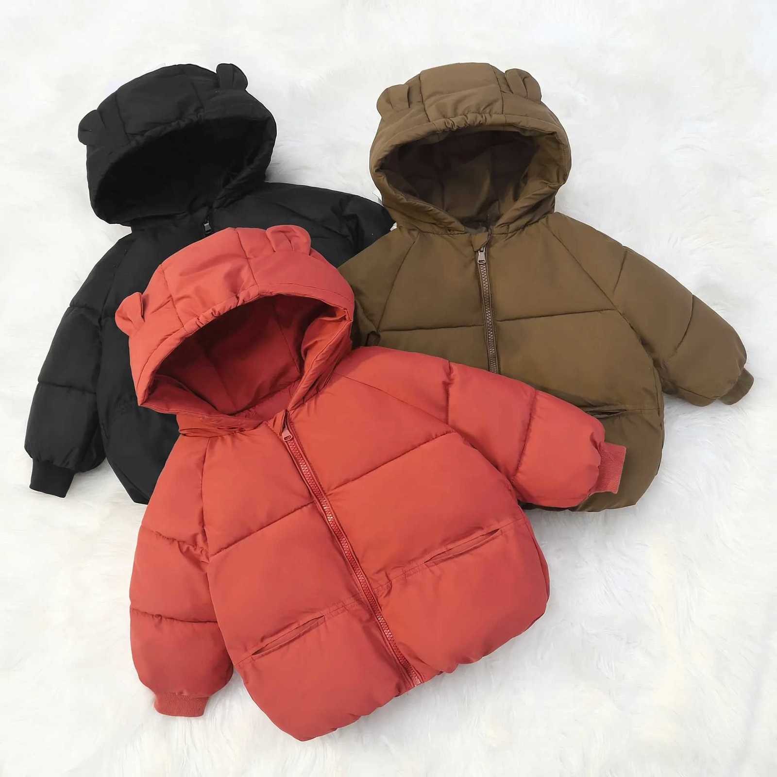 2025 Kids Winter Puffer Coat Cartoon Animal Ear Hooded Jacket Boys Girls Thickened Cotton Padded OuterwearT251016