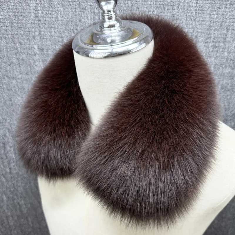 Genuine Fox Fur Collar Oversized Square Collar Scarf Hat Strip Fur Colla Natural Fur Shawls Furry Fur Scarf Jket Coat Decor S251015