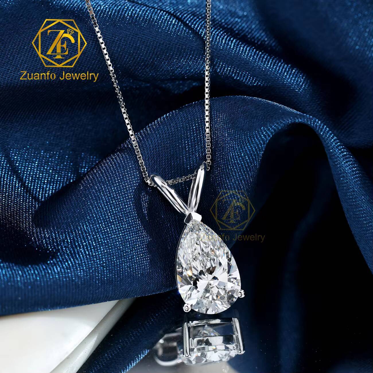 CVD Lab Grown Diamond Fine Pendant Necklaces with IGI Pear Cut 925 Silver 9K 10K 14K 18K Real Gold Fine Jewelry Necklaces designer