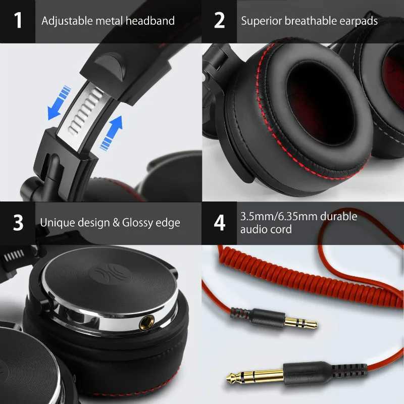 Oneodio Wired Professional Studio Pro 50 DJ Headphones With Microphone Over Ear HiFi Monitor Music Headset Earphone For Phone PC Z251015