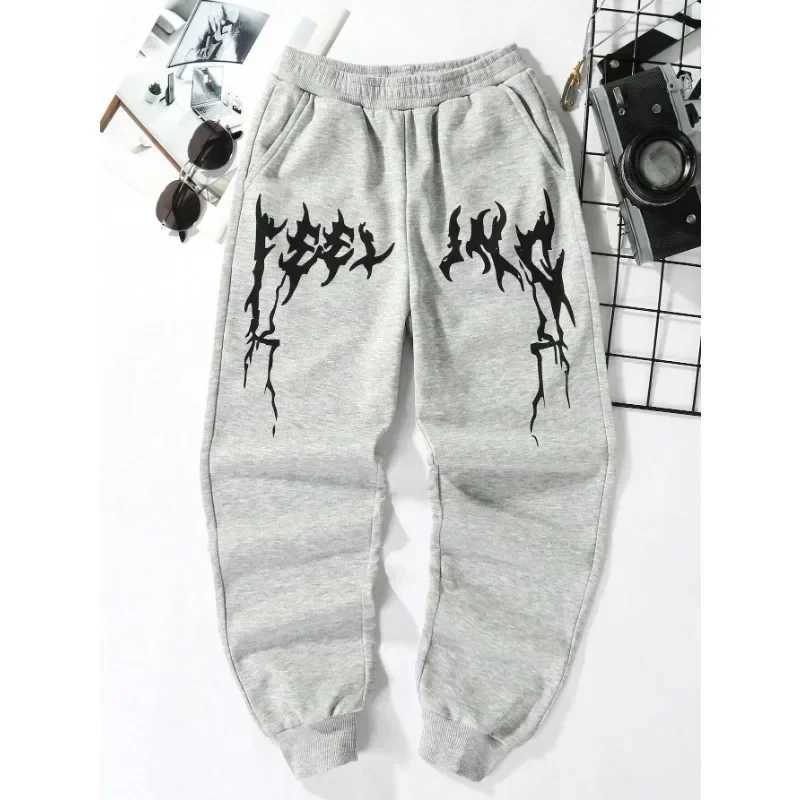 Mens Trendy printing Sweatpants Loose Fit Jogging Trousers AutumnWinter Solid Color Loose Trousers Streetwear Fitness Pants J251203