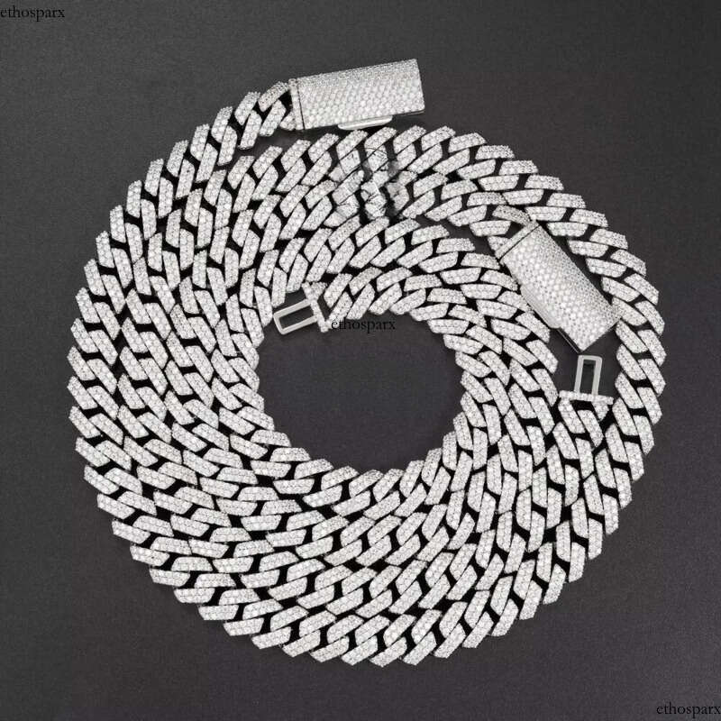 PROMOTION Fine 10mm Chain Bust Down Cuban Link VVS Moissanite Hip Hop Iced Out Gold Plated Necklace