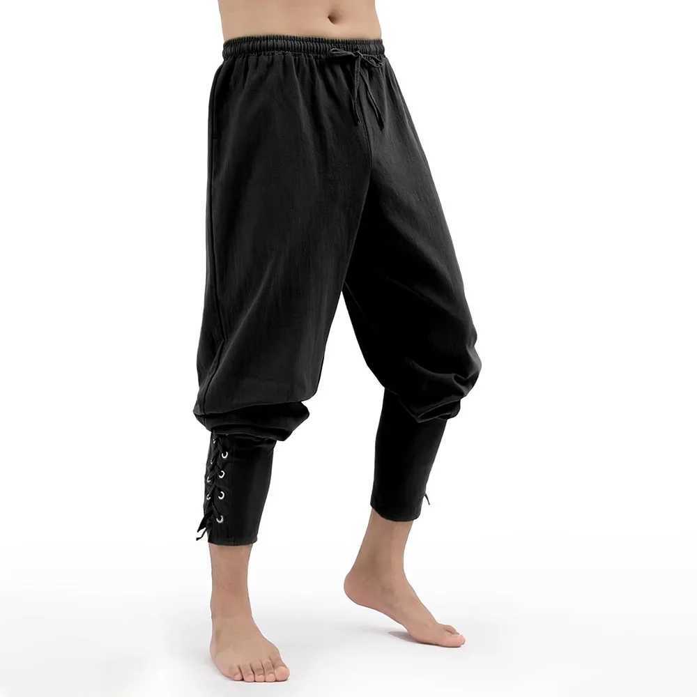 Mens Spring Summer Vintage Mens Medieval Viking Cotton Linen Trousers Halloween Fashion Vintage Mens Bottoms J251203