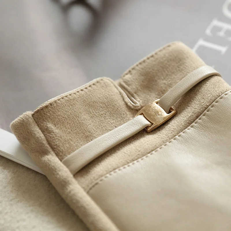 Women Winter Thick Suede Leather Gloves Fashion Elegant Retro Cycling Drive Keep Warm Touch Screen Windproof Soft Comfortable U251016