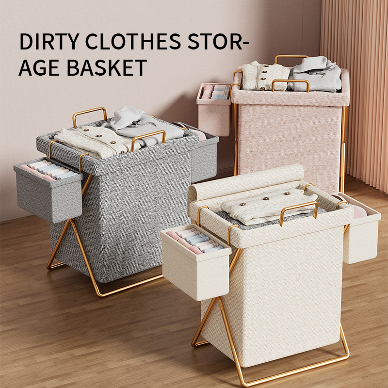 Foldable dirty clothes basket home fabric with lid dirty clothes storage basket laundry basket bathroom basket artifact