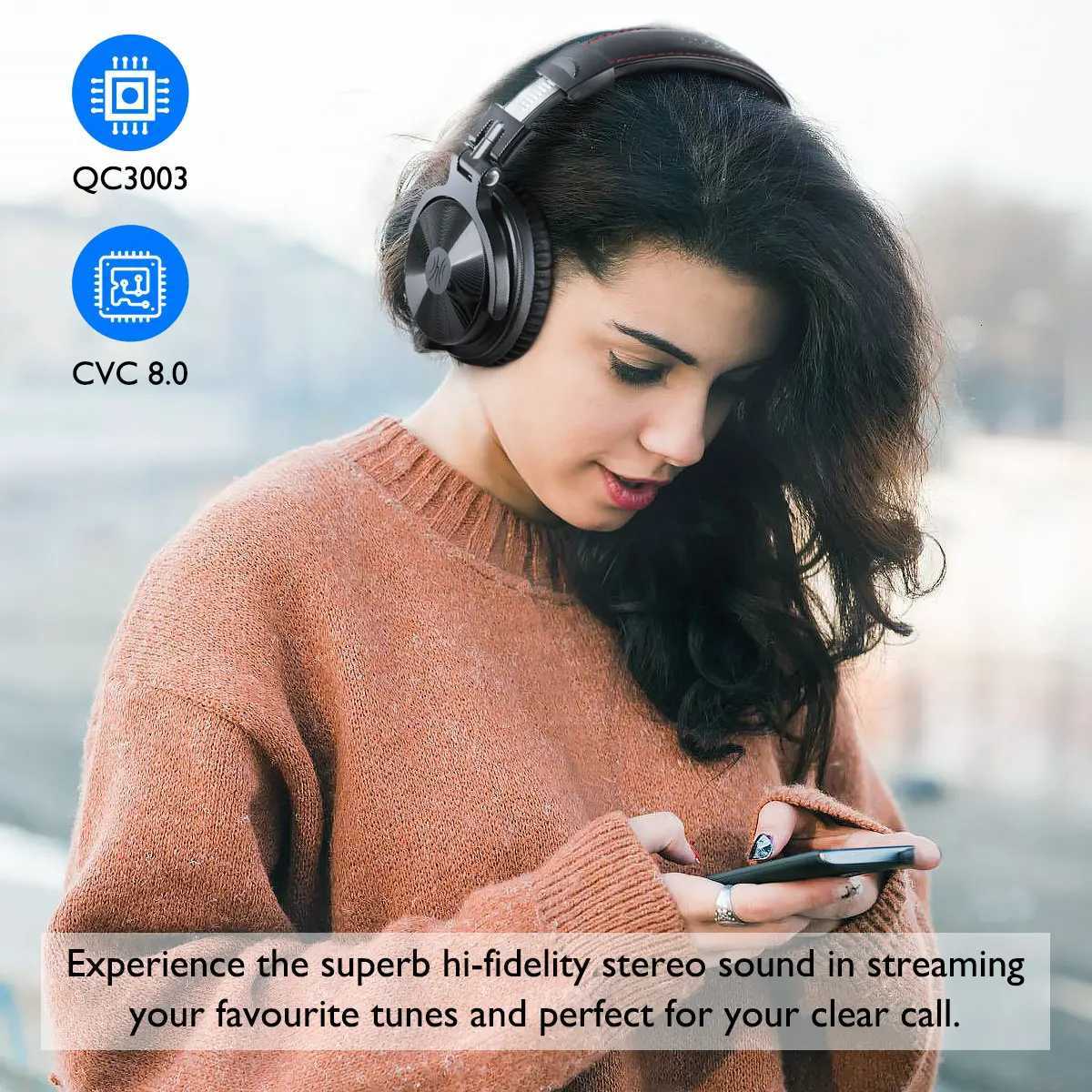 Oneodio 52 Headset Wireless Headphones With Microphone 110Hrs Foldable Over Ear Earphones For Mobile Phone PC Sports Z251015