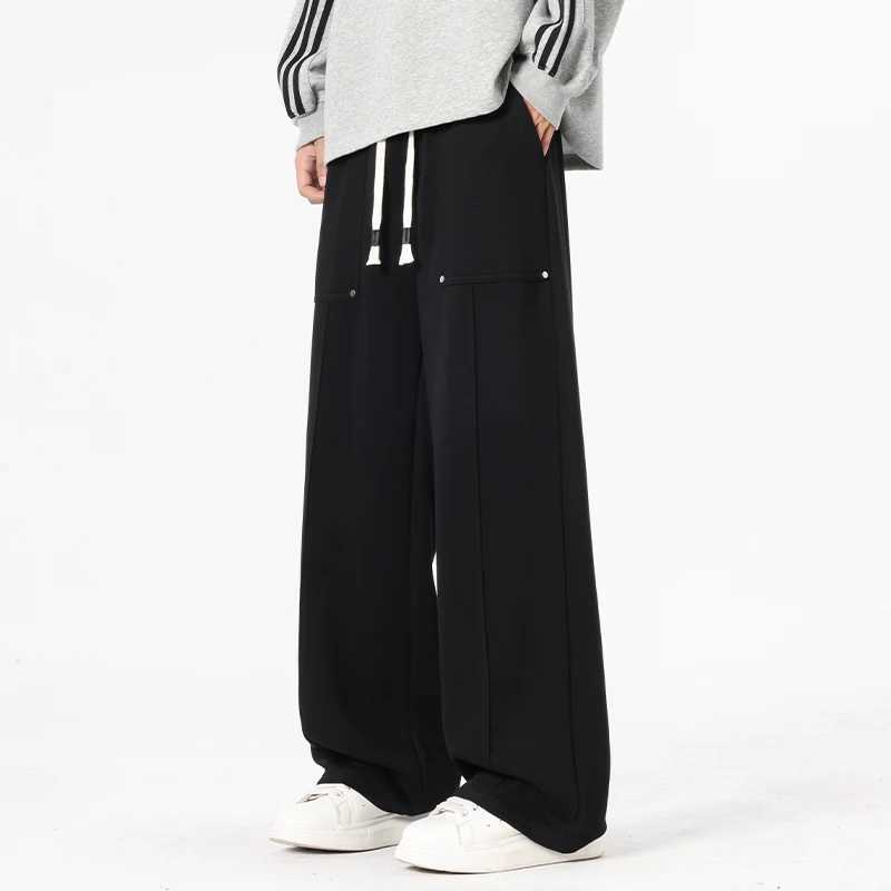 Mens Wide Leg Sweatpants Baggy Joggers 65 Cotton Korean Style Sports Pants Neutral Loose Outdoor Jogger Fitness Trousers J251203