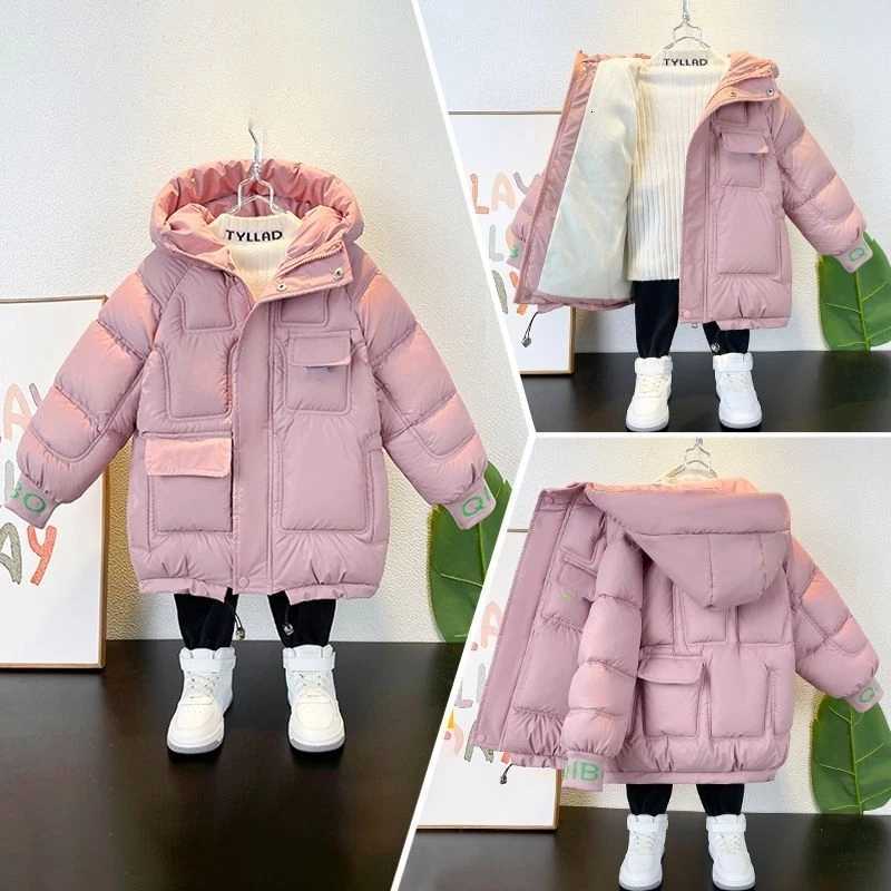 2025 New Girls Winter Thickened Down Parkas Outerwear Fashion Winter Girls Cotton Coat Childrens Clothing Girls 9 12 8 14 YearsT251016
