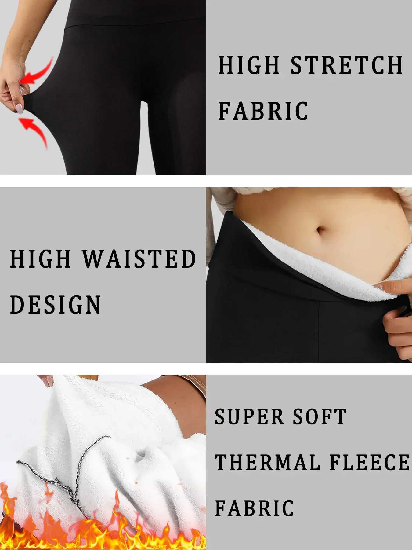 High Waisted FleeceLined Leggings for WomenThick Soft Tummy Control Workout Running Yoga Thermal Warm Pants for Cold WinterT251016