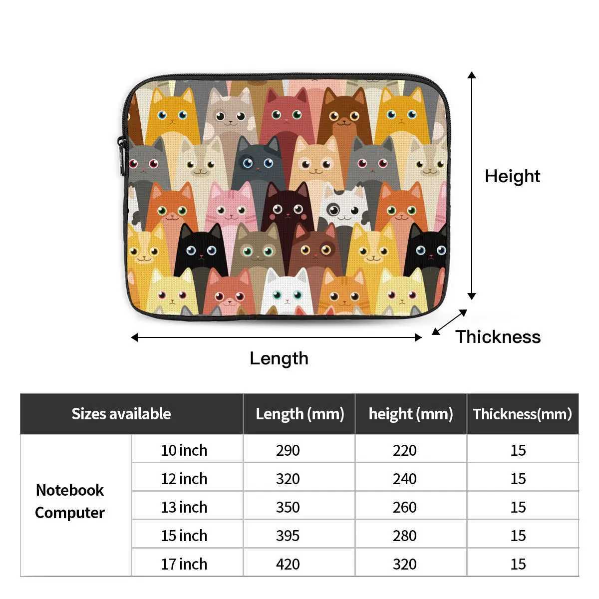 Shockproof Case 10 12 13 15 17 Inch Men Women Cat Laptop Liner Sleeve for Macbook Air Pro Animal Notebook Bag CaseW251015