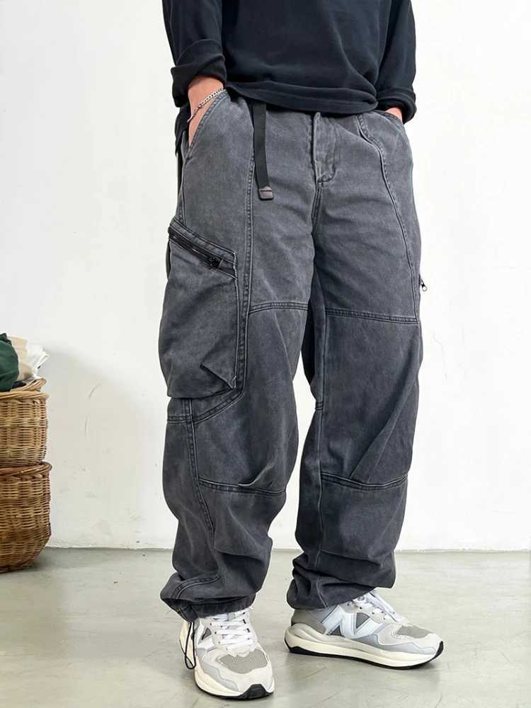 Japanese Streetwear Long Staple Cotton Twill Cargo Pants Men Harajuku Plus Size Casual Work Pants Baggy Trousers J251203