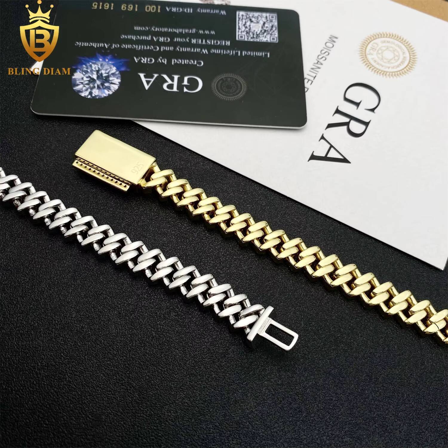 10mm Hip Hop Miami Jewelry 925 Sterling Silver Vvs Moissanite Cuban Link Chain Bracelet Necklace Promotions and Discounts